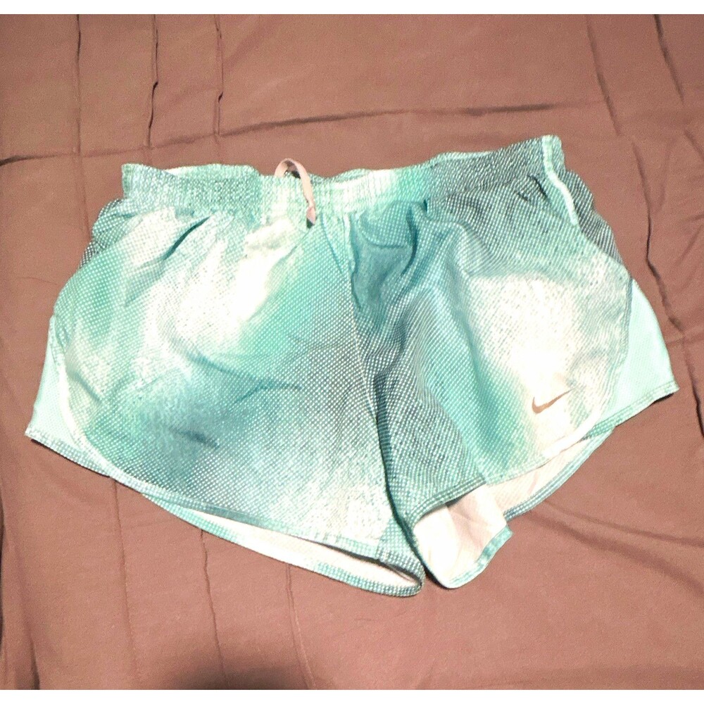 Nike Dri-FIT Women’s Green/White Mesh Running Shorts Pockets Drawstring
